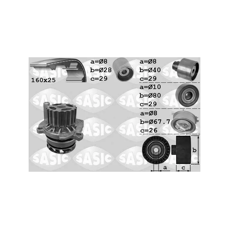 Pompe à eau + kit de courroie de distribution SASIC 3906077