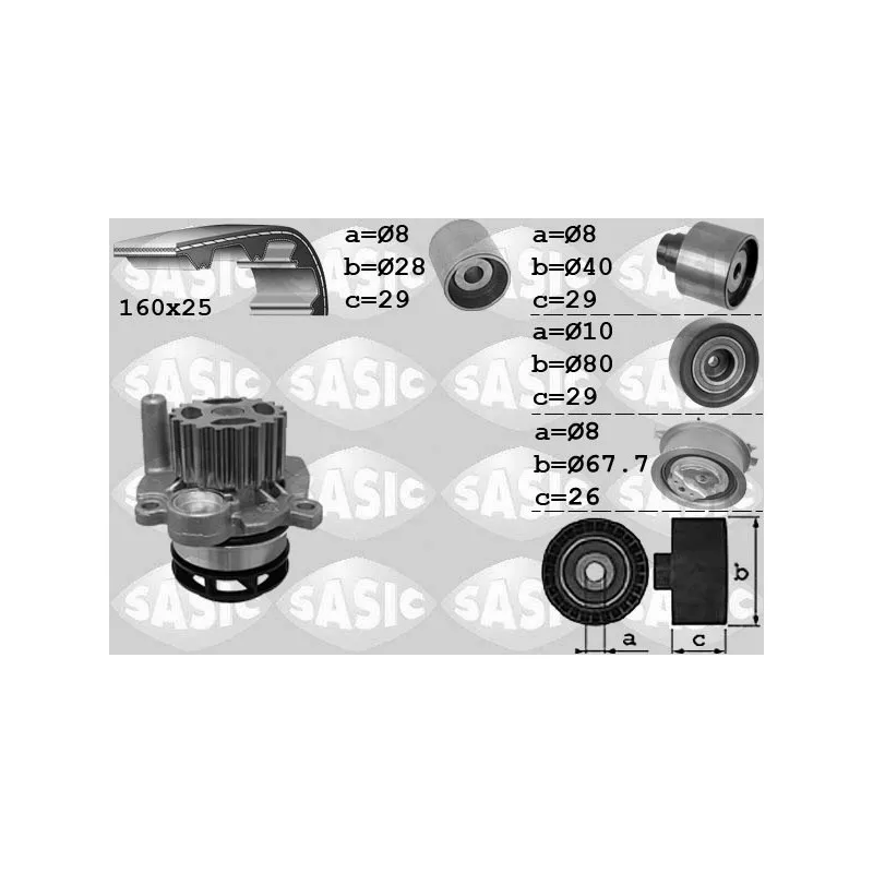 Pompe à eau + kit de courroie de distribution SASIC 3906078