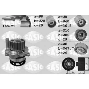 Pompe à eau + kit de courroie de distribution SASIC 3906079