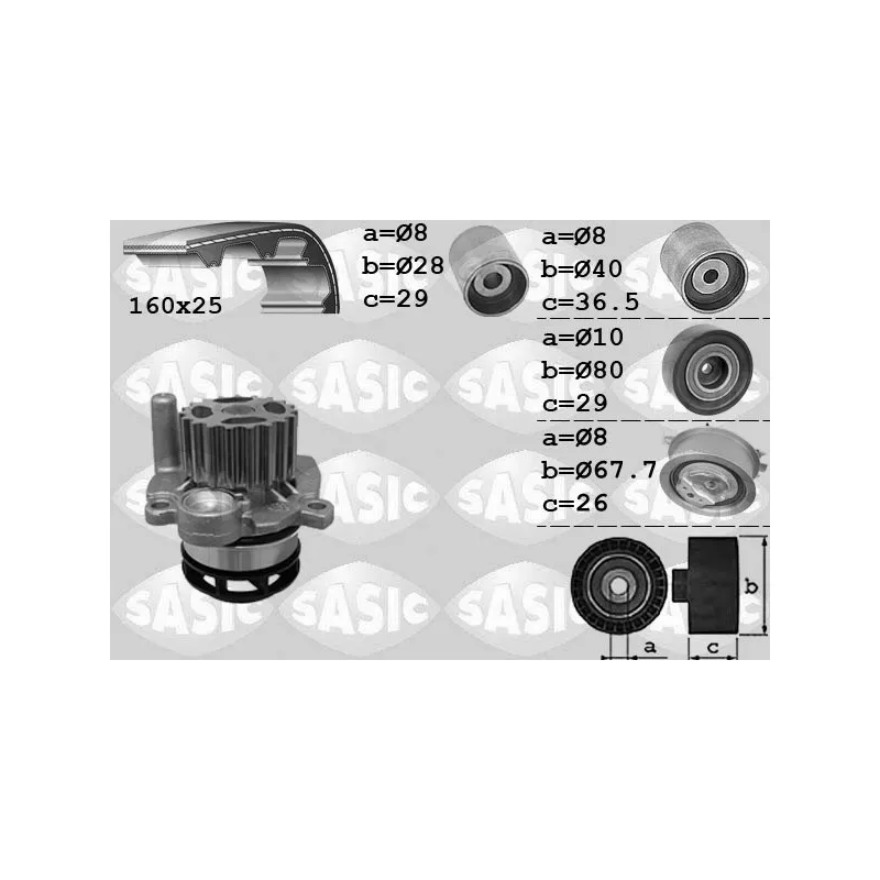 Pompe à eau + kit de courroie de distribution SASIC 3906079