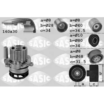 Pompe à eau + kit de courroie de distribution SASIC 3906081