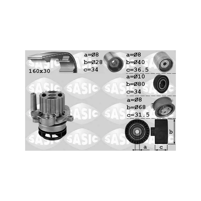 Pompe à eau + kit de courroie de distribution SASIC 3906081