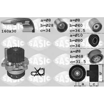 Pompe à eau + kit de courroie de distribution SASIC 3906082