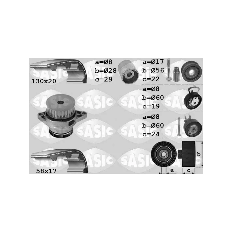 Pompe à eau + kit de courroie de distribution SASIC 3906085