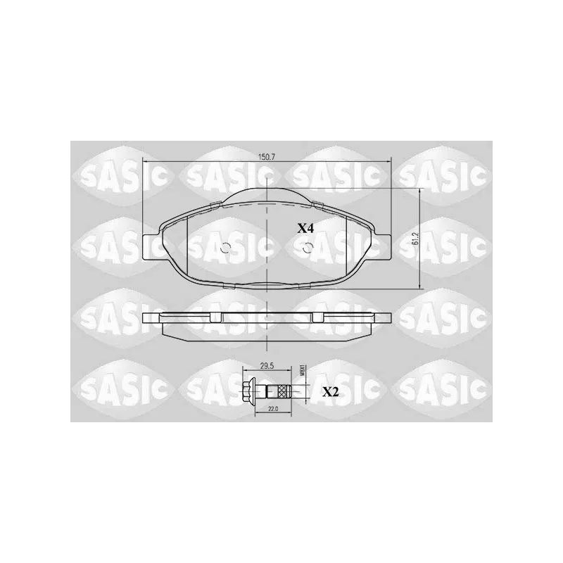 Jeu de 4 plaquettes de frein avant SASIC 6210003