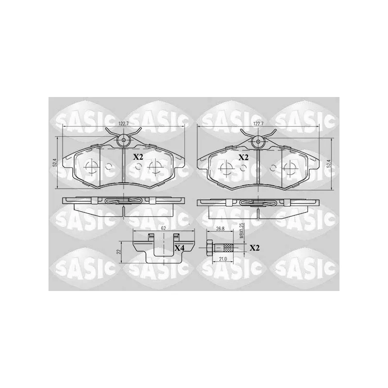 Jeu de 4 plaquettes de frein avant SASIC 6210004