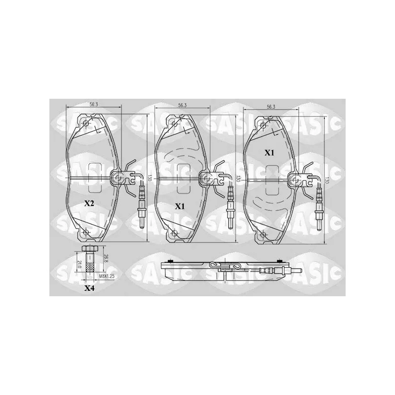 Jeu de 4 plaquettes de frein avant SASIC 6210005