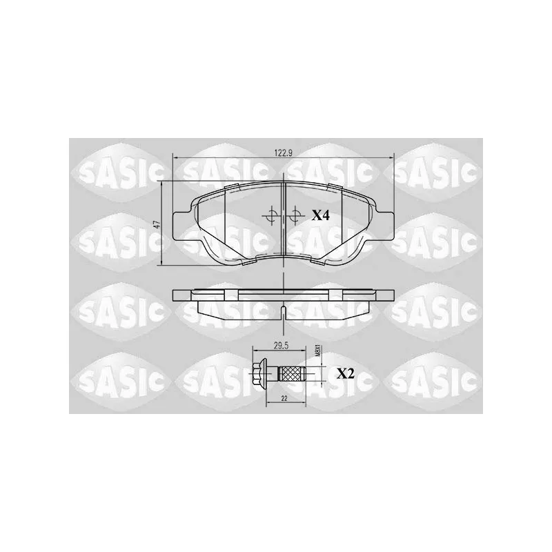 Jeu de 4 plaquettes de frein avant SASIC 6210006