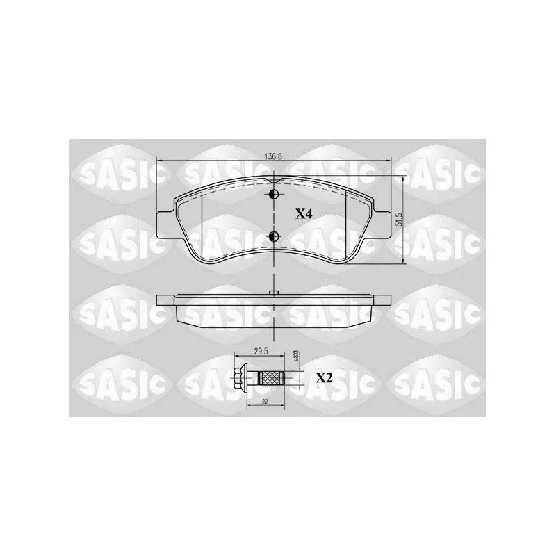 Jeu de 4 plaquettes de frein avant SASIC 6210012