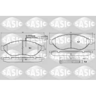 Jeu de 4 plaquettes de frein avant SASIC 6210021