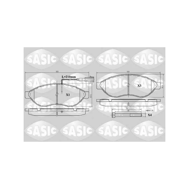 Jeu de 4 plaquettes de frein avant SASIC 6210021