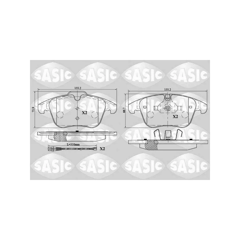 Jeu de 4 plaquettes de frein avant SASIC 6210039