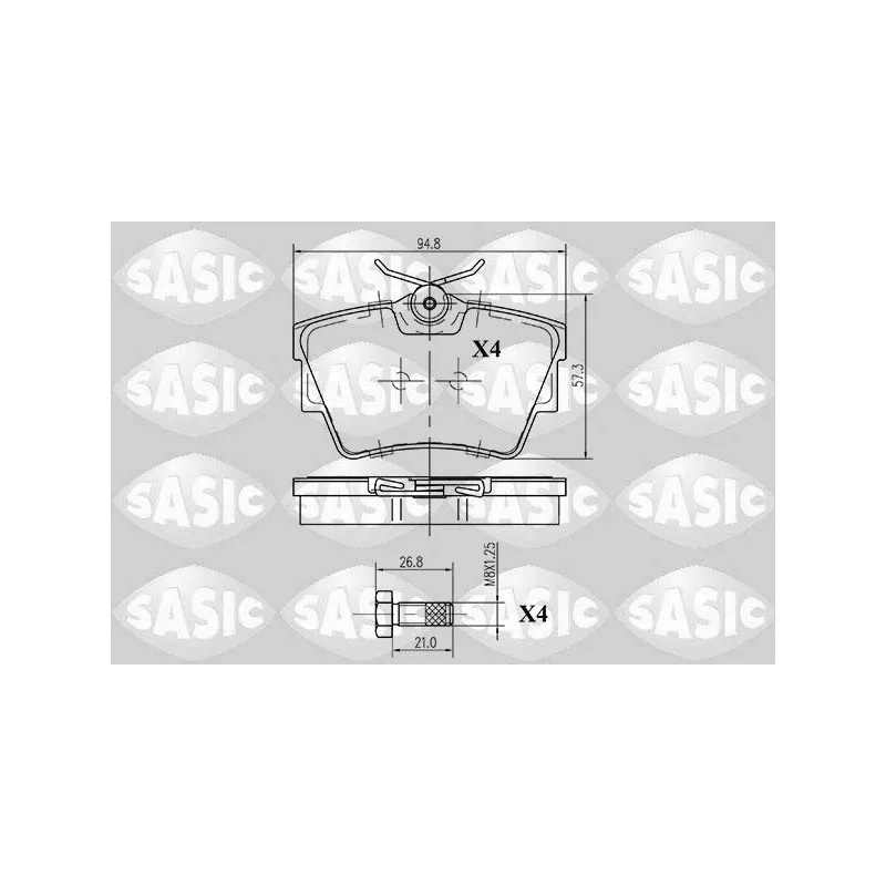 Jeu de 4 plaquettes de frein arrière SASIC 6214005