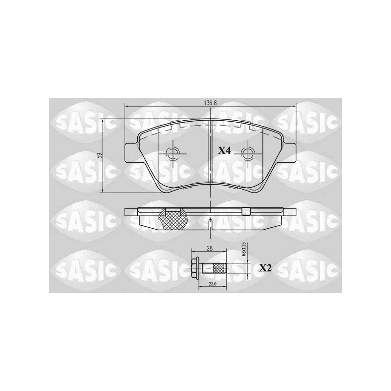 Jeu de 4 plaquettes de frein avant SASIC 6214006