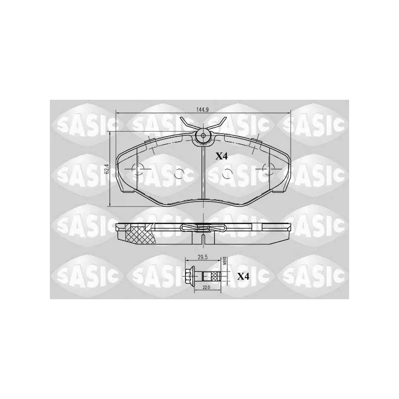 Jeu de 4 plaquettes de frein avant SASIC 6214007