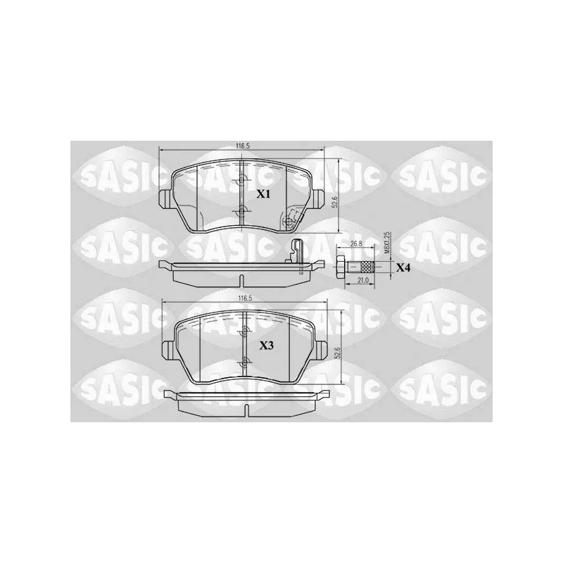 Jeu de 4 plaquettes de frein avant SASIC 6214011