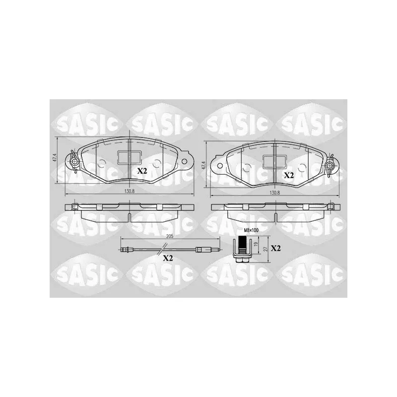 Jeu de 4 plaquettes de frein avant SASIC 6214012