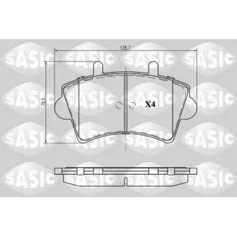 Jeu de 4 plaquettes de frein avant SASIC 6214015