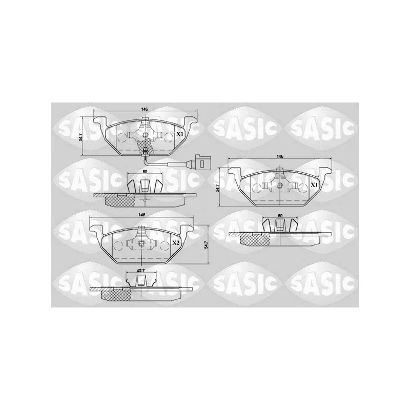 Jeu de 4 plaquettes de frein avant SASIC 6216002
