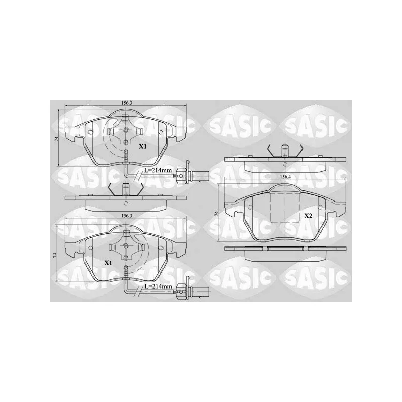 Jeu de 4 plaquettes de frein avant SASIC 6216013