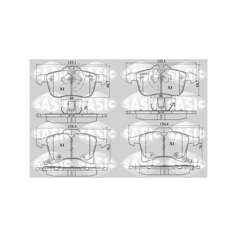 Jeu de 4 plaquettes de frein avant SASIC 6216014