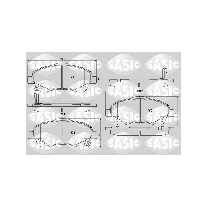 Jeu de 4 plaquettes de frein avant SASIC 6216017