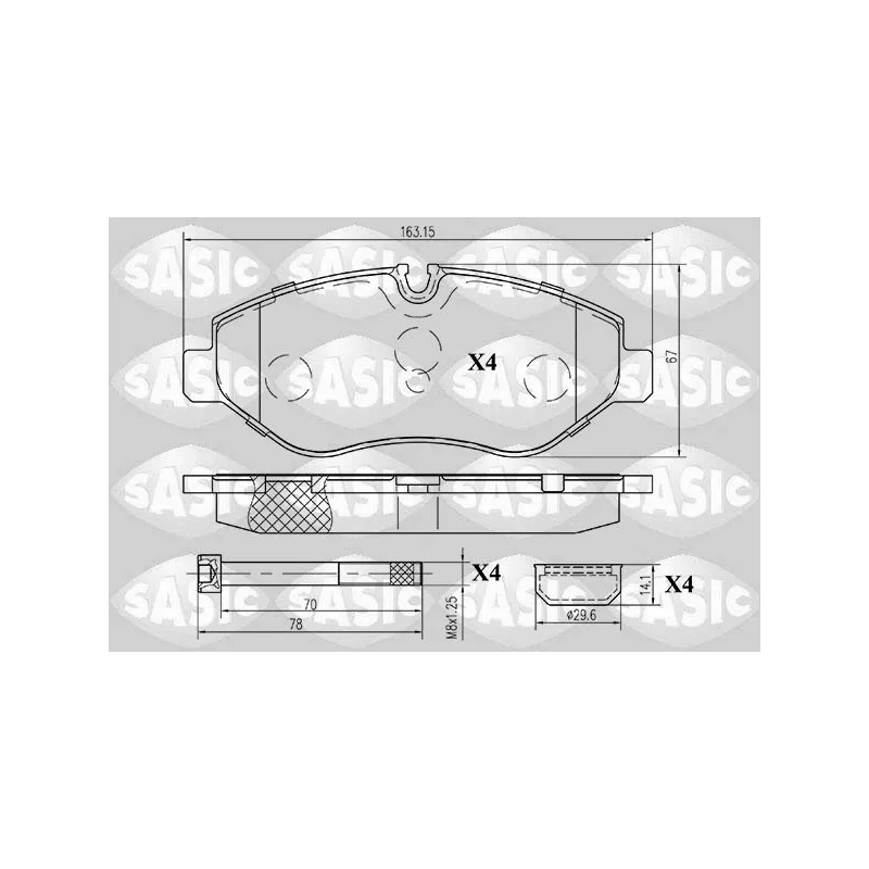 Jeu de 4 plaquettes de frein avant SASIC 6216022
