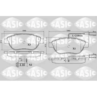Jeu de 4 plaquettes de frein avant SASIC 6216030