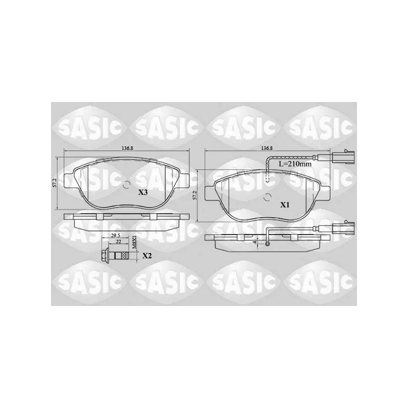 Jeu de 4 plaquettes de frein avant SASIC 6216030