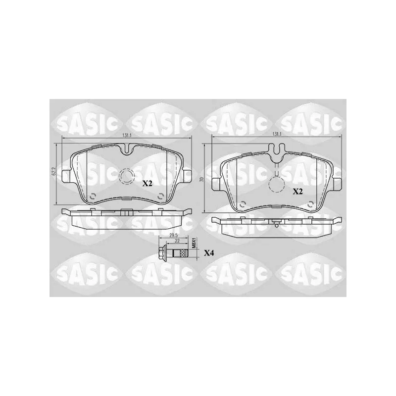 Jeu de 4 plaquettes de frein avant SASIC 6216031