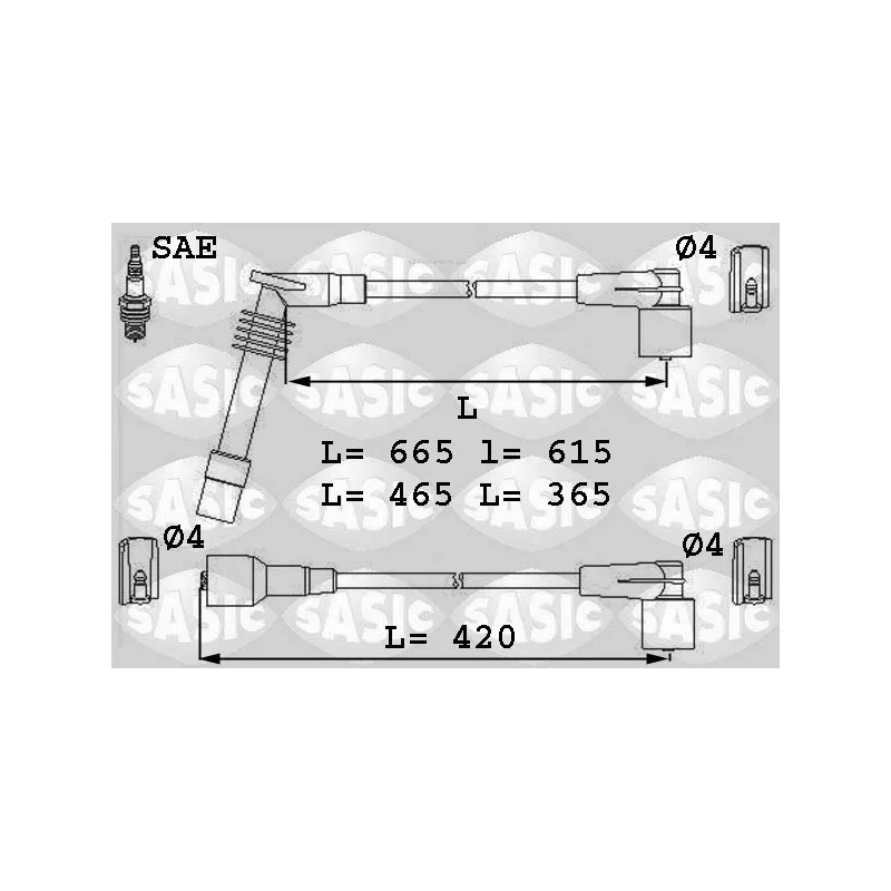 Kit de câbles d'allumage SASIC 9286004