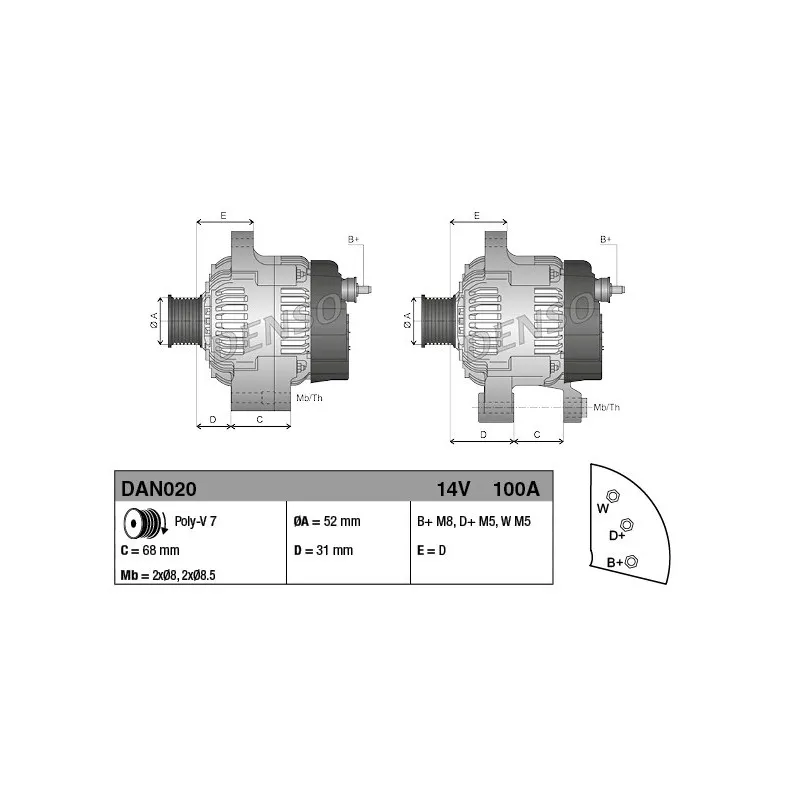 Alternateur DENSO DAN020