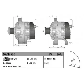 Alternateur DENSO DAN1330