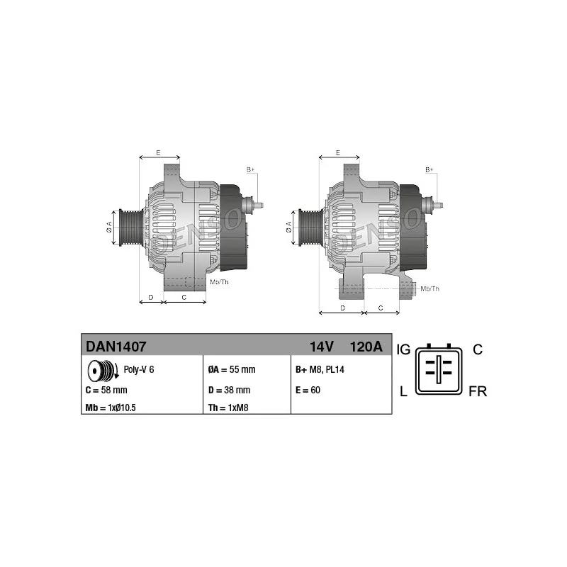 Alternateur DENSO DAN1407