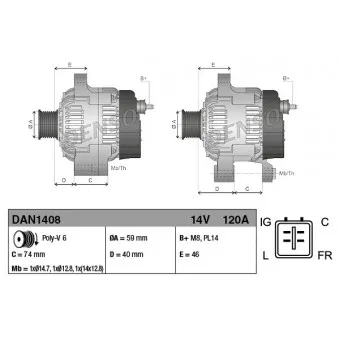 Alternateur DENSO DAN1408