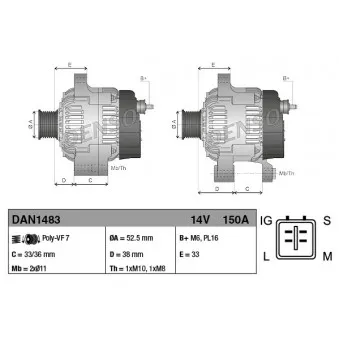 Alternateur DENSO DAN1483
