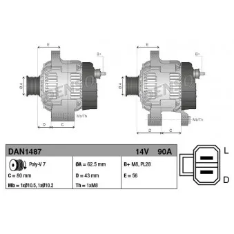 Alternateur DENSO DAN1487