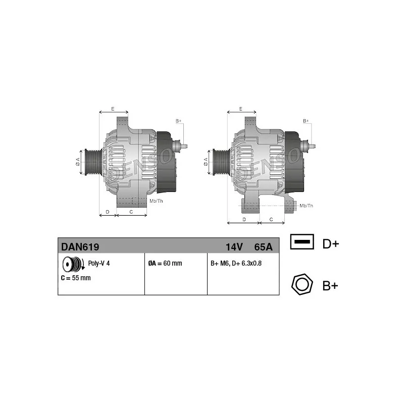 Alternateur DENSO DAN619