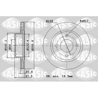 Jeu de 2 disques de frein avant SASIC 2464974J