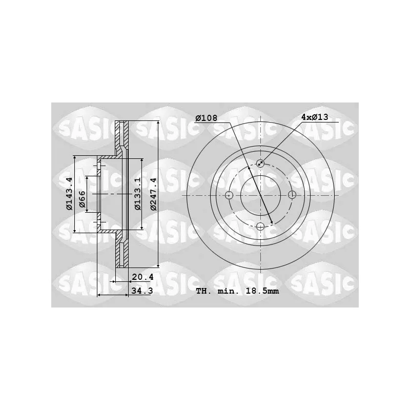 Jeu de 2 disques de frein avant SASIC 2464A74J