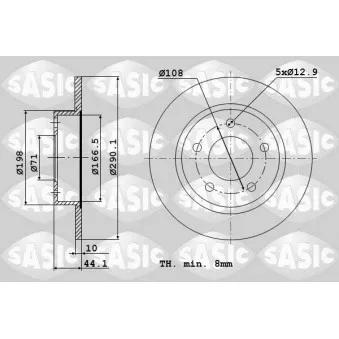 Jeu de 2 disques de frein arrière SASIC 2464F14J