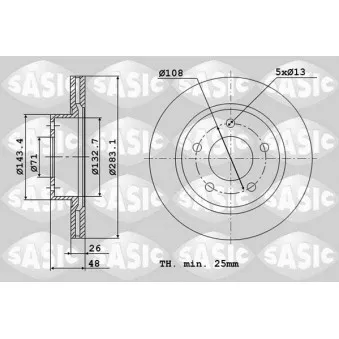 Jeu de 2 disques de frein avant SASIC 2464V44J