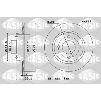 Jeu de 2 disques de frein arrière SASIC 2464W94J