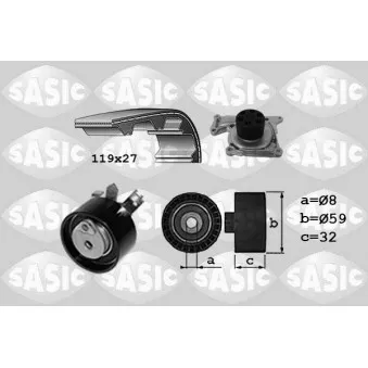 Pompe à eau + kit de courroie de distribution SASIC 3904038