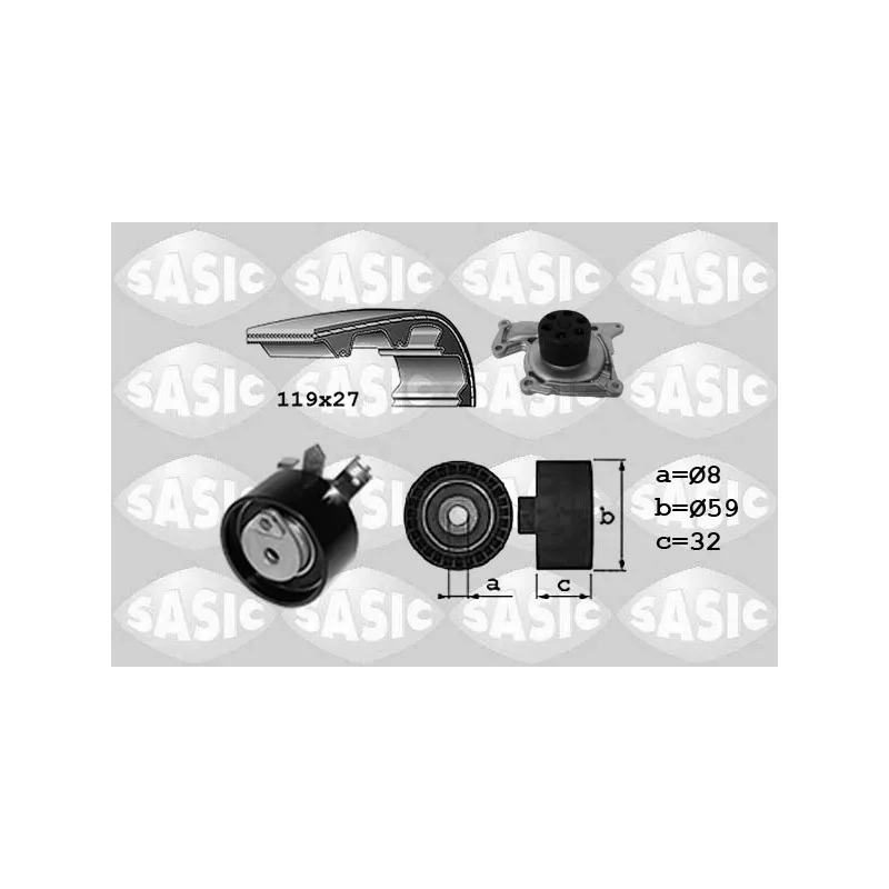 Pompe à eau + kit de courroie de distribution SASIC 3904038