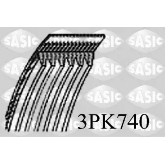 Courroie trapézoïdale à nervures SASIC 3PK740