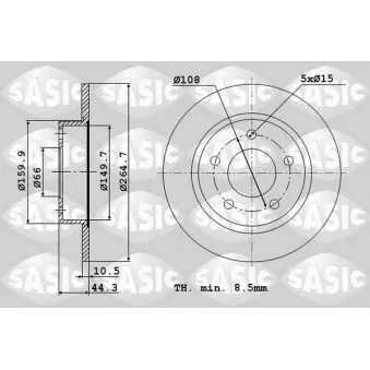 Jeu de 2 disques de frein arrière SASIC 4004280J