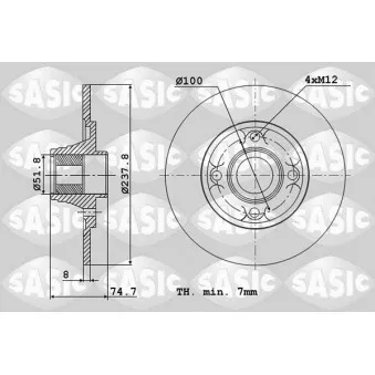 Jeu de 2 disques de frein arrière SASIC 4004287J
