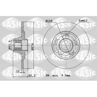 Jeu de 2 disques de frein arrière SASIC 4004300J