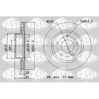 Jeu de 2 disques de frein avant SASIC 6104007